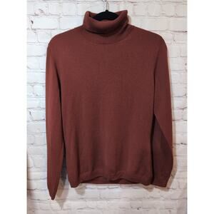 Pure Collection Womens Long Sleeve Turtleneck Cashmere Sweater Burnt Orange 8/10